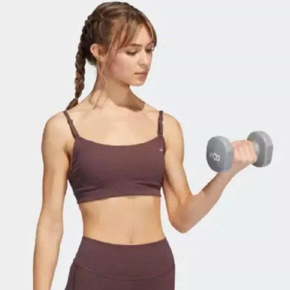 adidas | NWOT Yoga Studio Light-Support Bra in Burgundy Size Medium - Picture 1 of 9